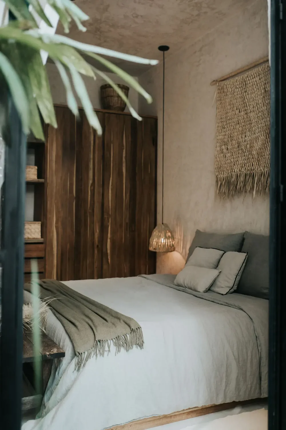 bedroom-gray-blue-bedding-rustic-wooden-wardrobe-nordroom