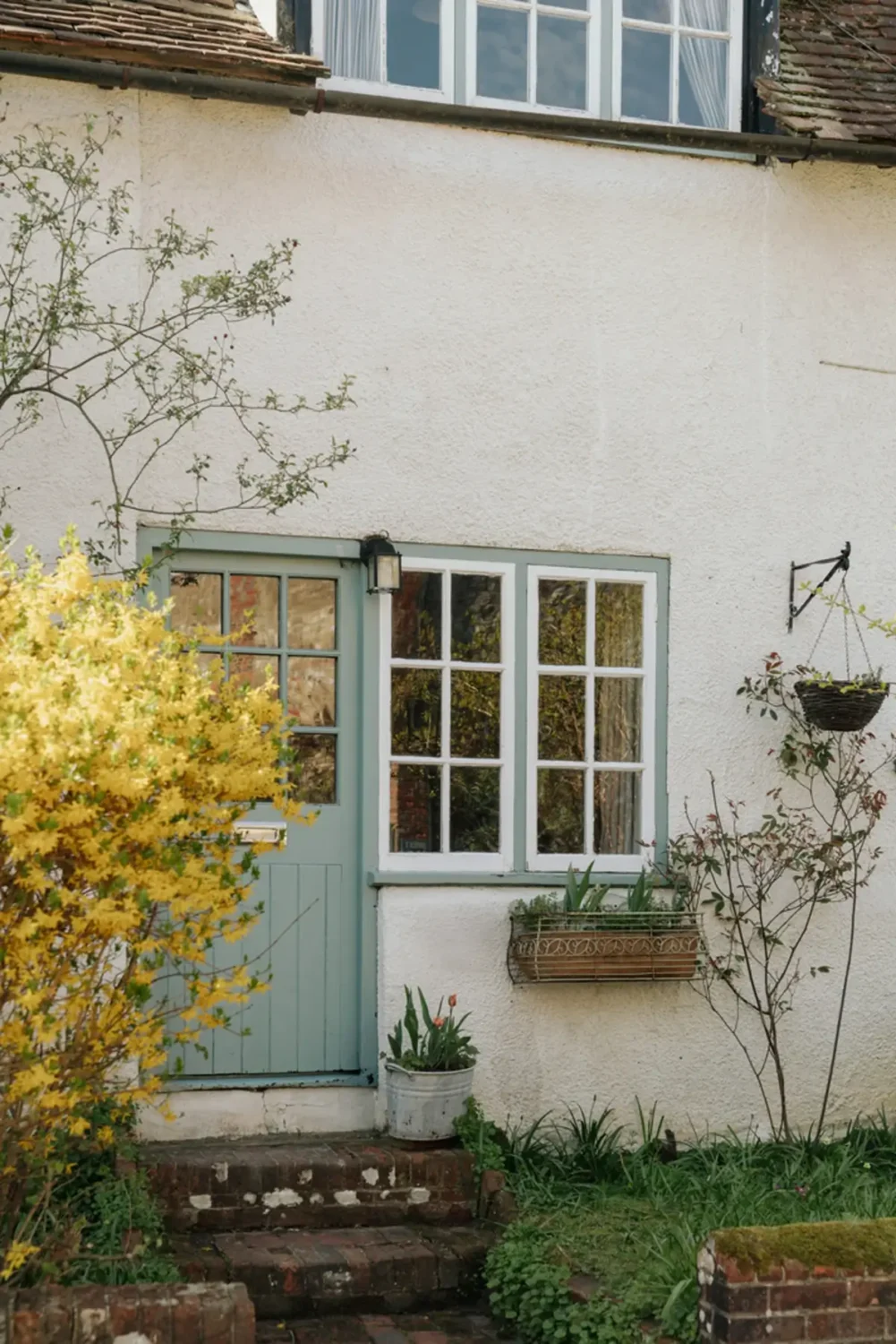 duck egg-blue front door historic english cottage