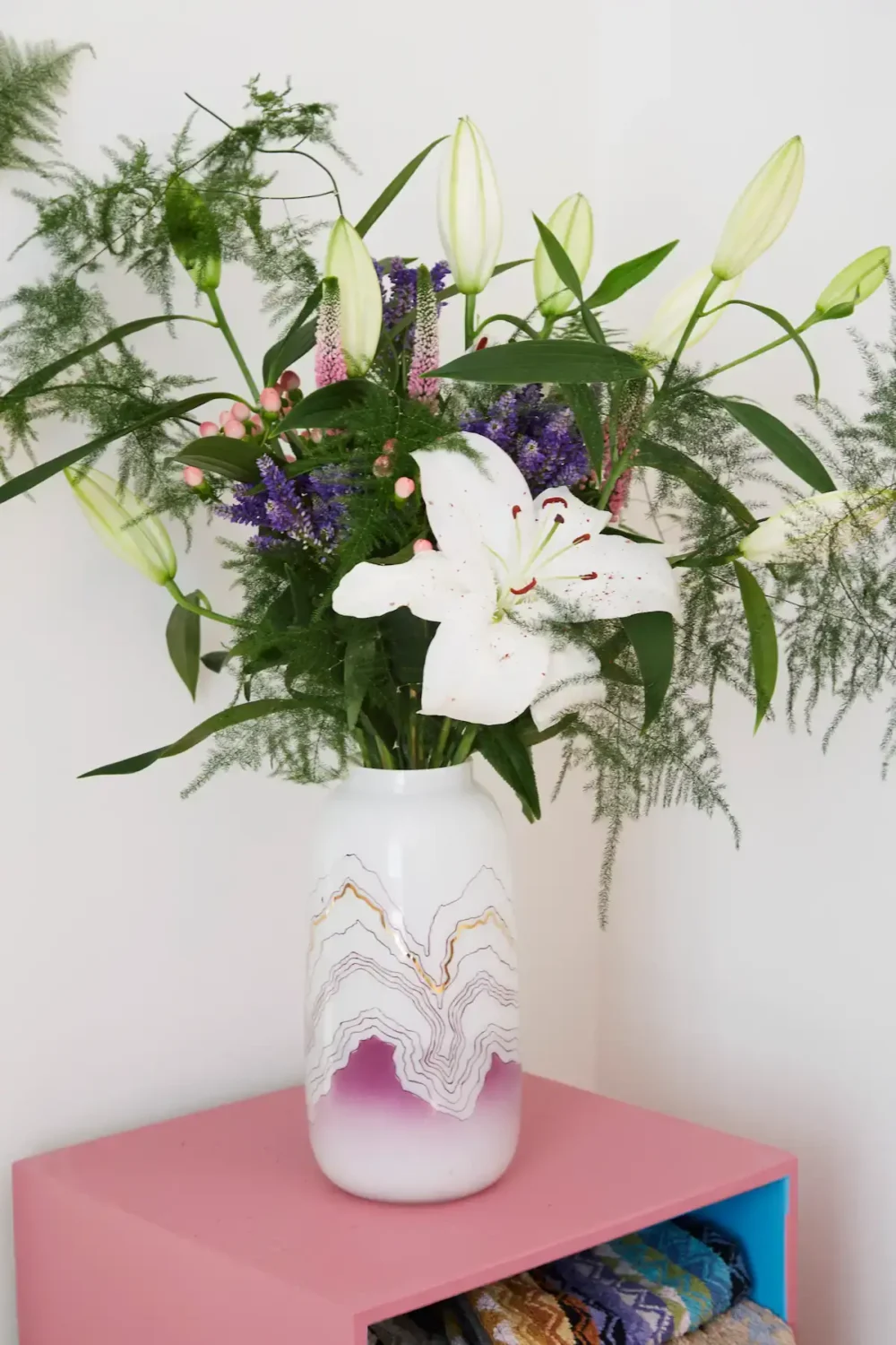 flowers on pink table