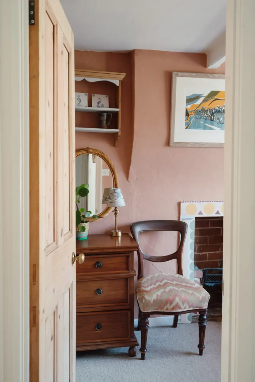 view into pink bedroom