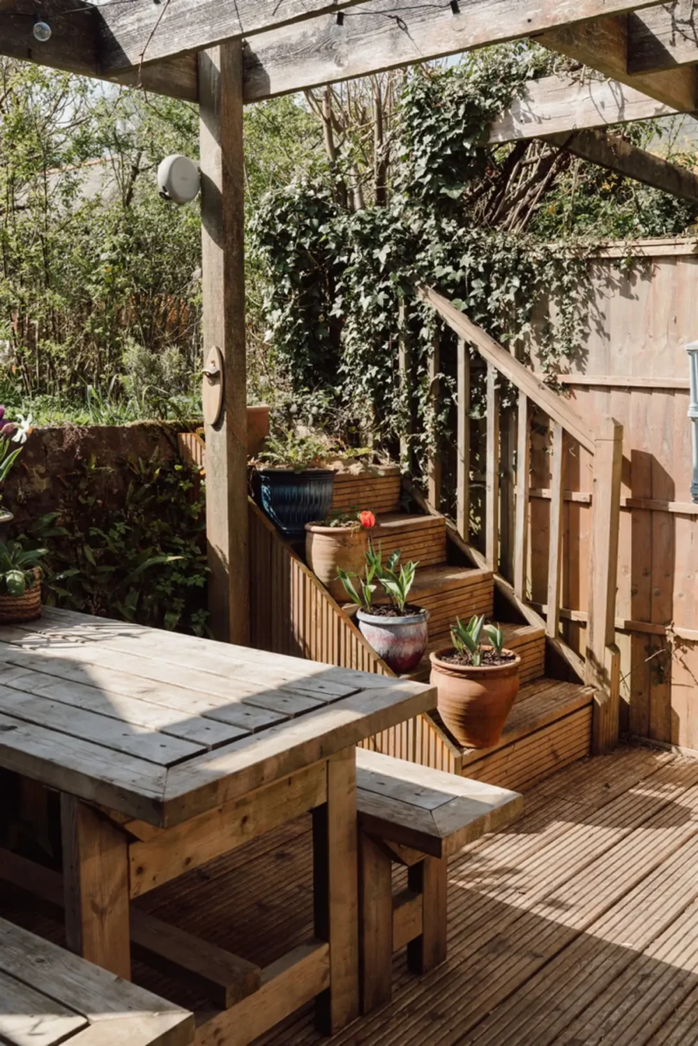 wooden garden terrace pergola english cottage